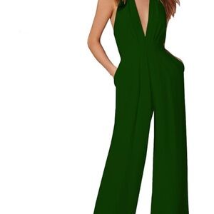 Elegant Green Halter Top Jumpsuit